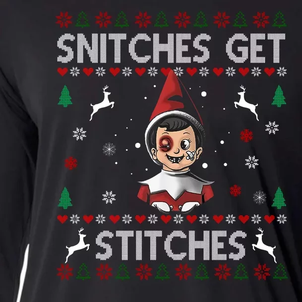 Snitches Get Stitches Ugly Christmas Sweater Cooling Performance Long Sleeve Crew