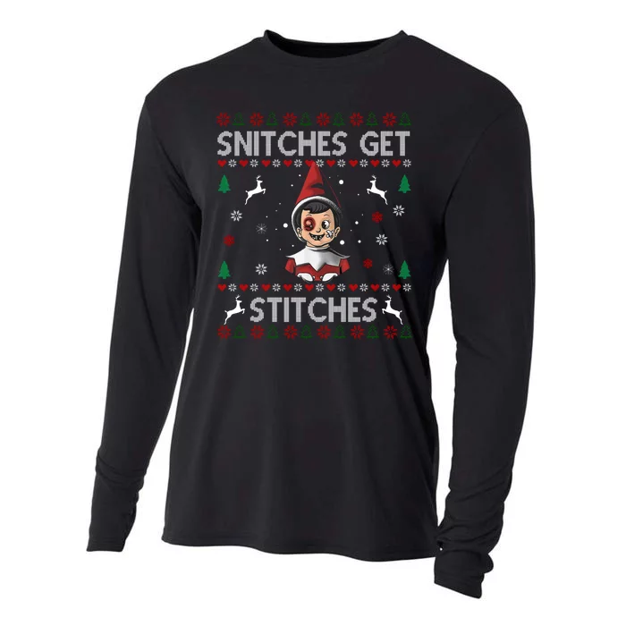 Snitches Get Stitches Ugly Christmas Sweater Cooling Performance Long Sleeve Crew