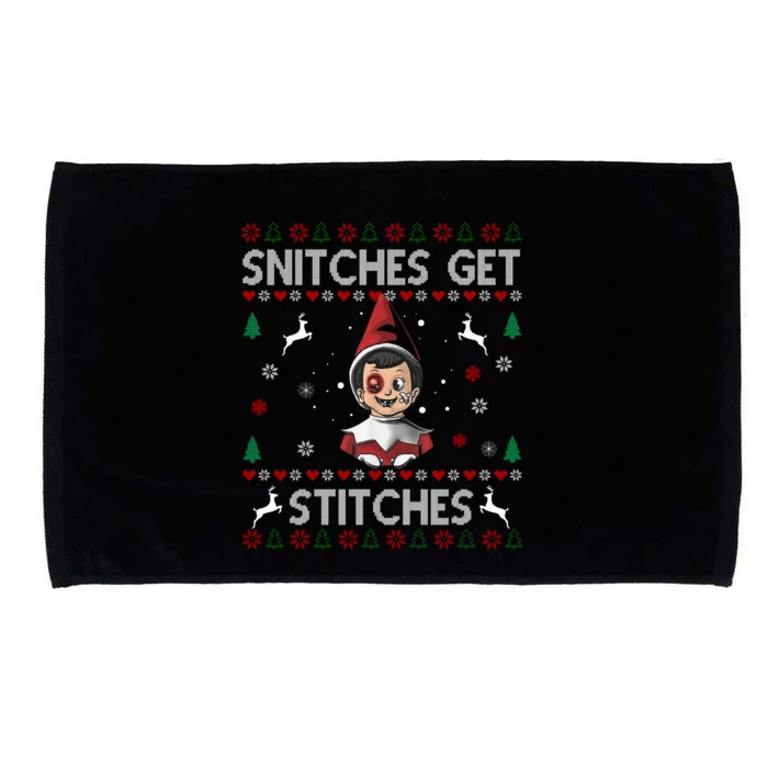 Snitches Get Stitches Ugly Christmas Sweater Microfiber Hand Towel