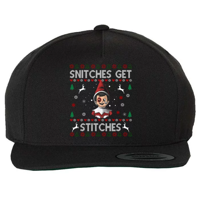 Snitches Get Stitches Ugly Christmas Sweater Wool Snapback Cap