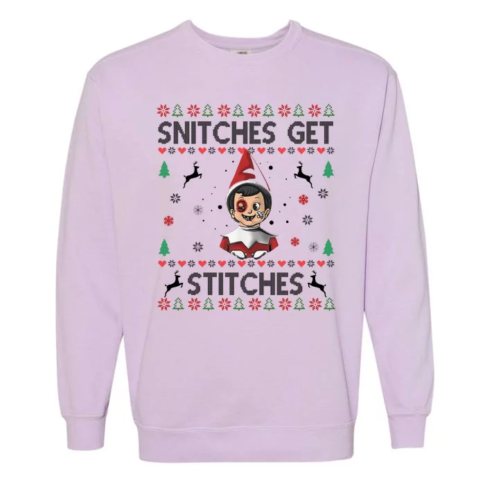 Snitches Get Stitches Ugly Christmas Sweater Garment-Dyed Sweatshirt