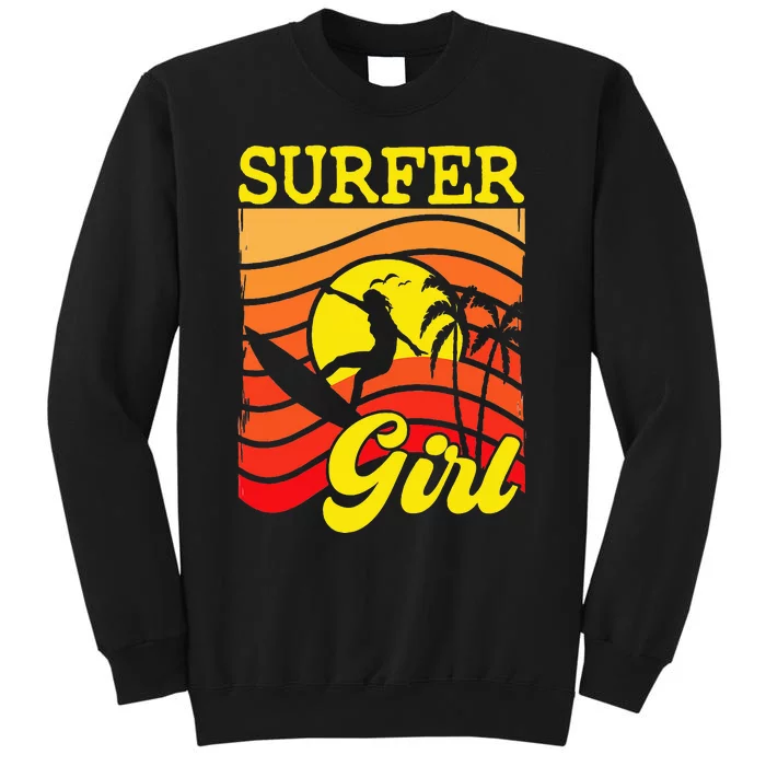 Surfer Girl Surfboarding Surf Lover Surfboard Tall Sweatshirt