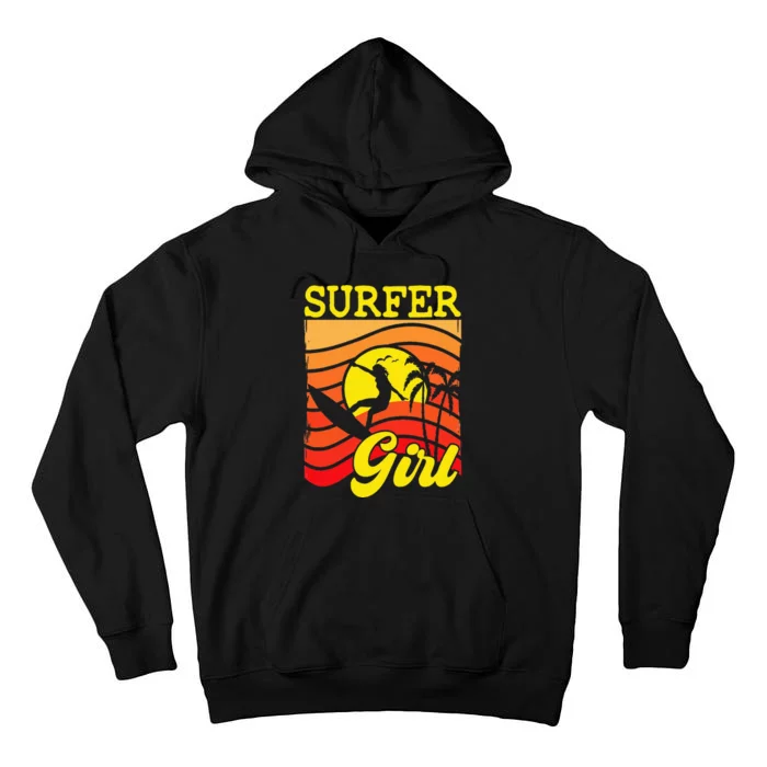 Surfer Girl Surfboarding Surf Lover Surfboard Tall Hoodie