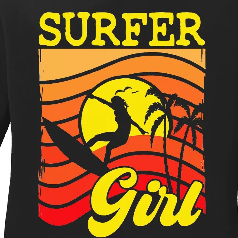 Surfer Girl Surfboarding Surf Lover Surfboard Ladies Long Sleeve Shirt