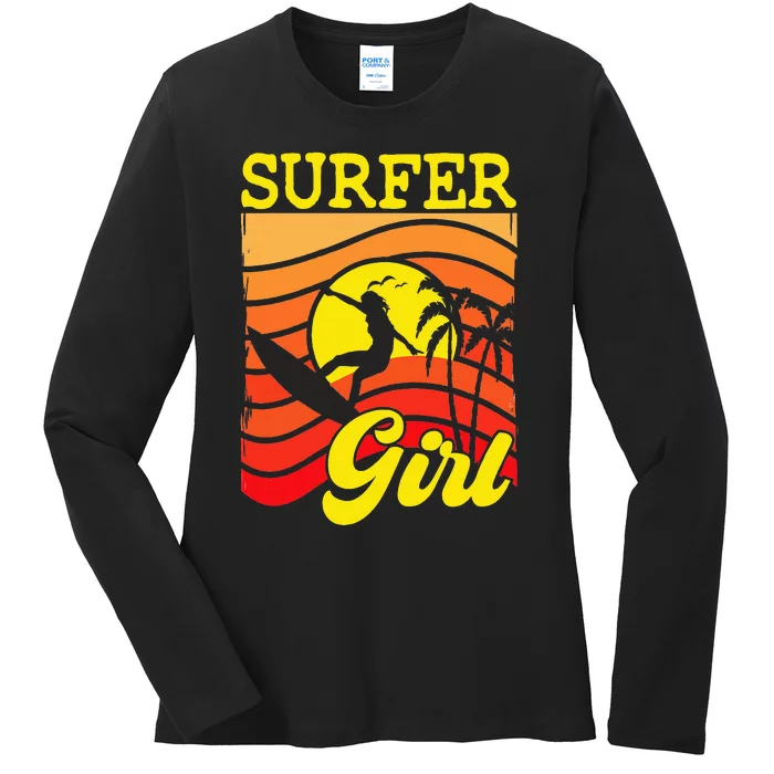 Surfer Girl Surfboarding Surf Lover Surfboard Ladies Long Sleeve Shirt