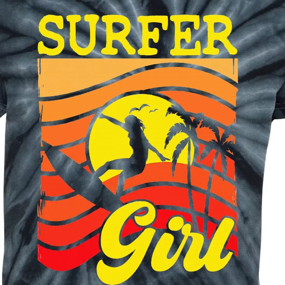 Surfer Girl Surfboarding Surf Lover Surfboard Kids Tie-Dye T-Shirt