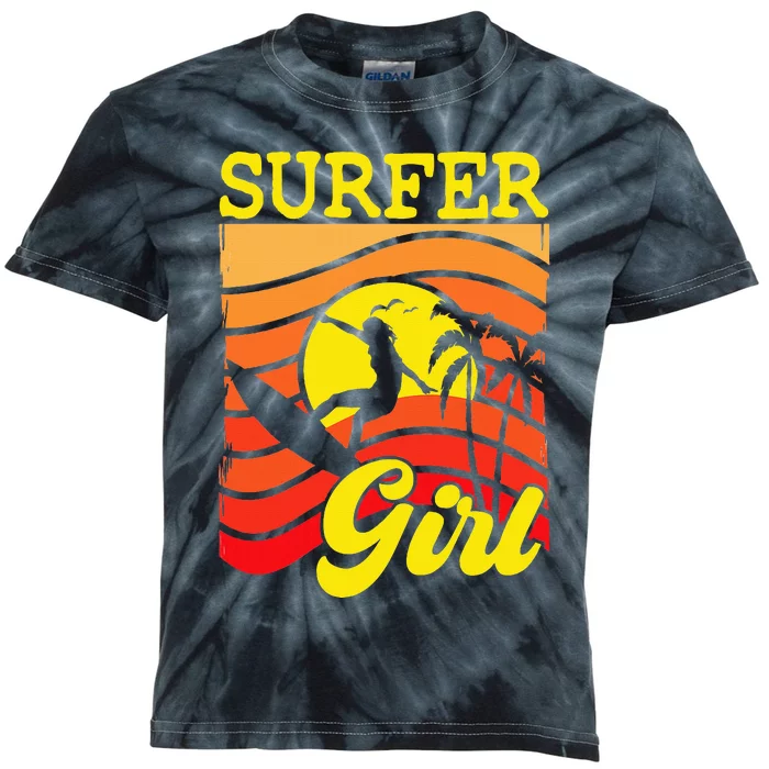 Surfer Girl Surfboarding Surf Lover Surfboard Kids Tie-Dye T-Shirt