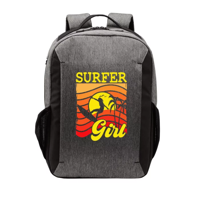 Surfer Girl Surfboarding Surf Lover Surfboard Vector Backpack