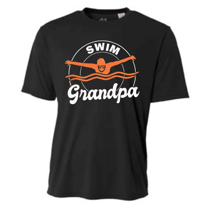 Swim Grandpa Swim Athlete Grandfather Swimmer Swimming Cooling Performance Crew T-Shirt