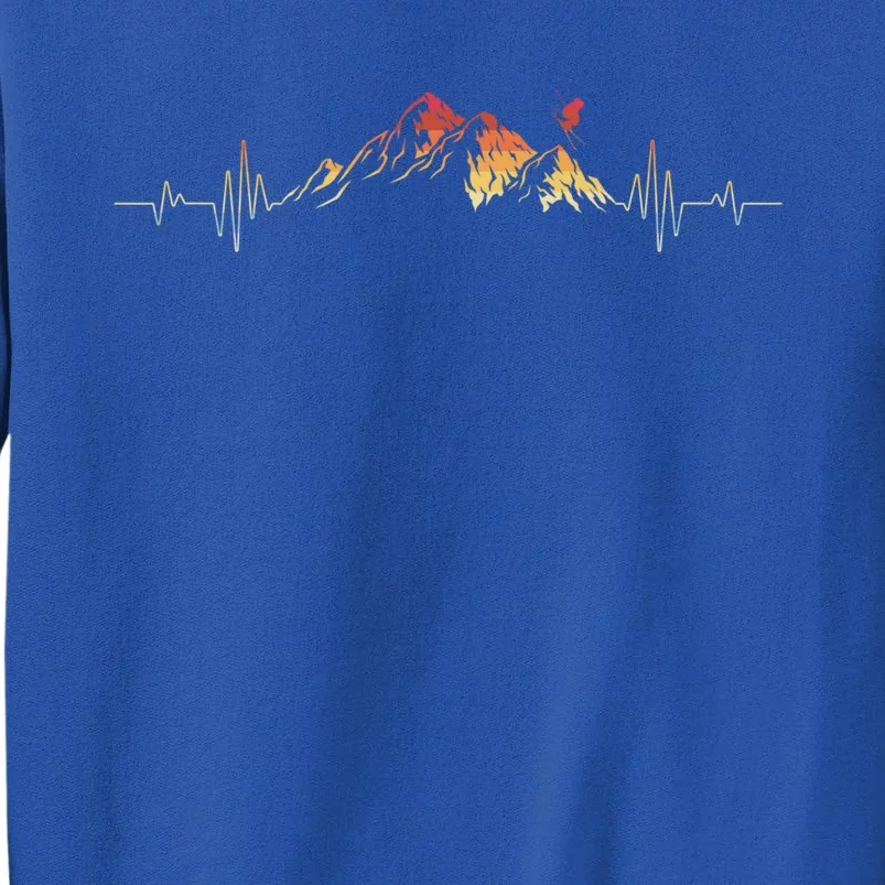 Ski Gift Skis Heartbeat Mountains Retro Skiing Ecg Gift Tall Sweatshirt