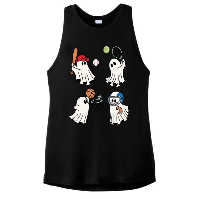 Spooky Ghost Sport Halloween Ladies Tri-Blend Wicking Tank