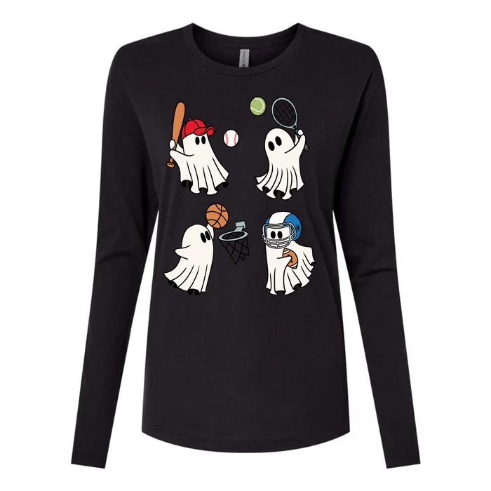 Spooky Ghost Sport Halloween Womens Cotton Relaxed Long Sleeve T-Shirt