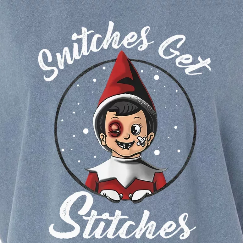 Snitches Get Stitches Elf On A Self Funny Christmas Xmas Holiday Garment-Dyed Women's Muscle Tee