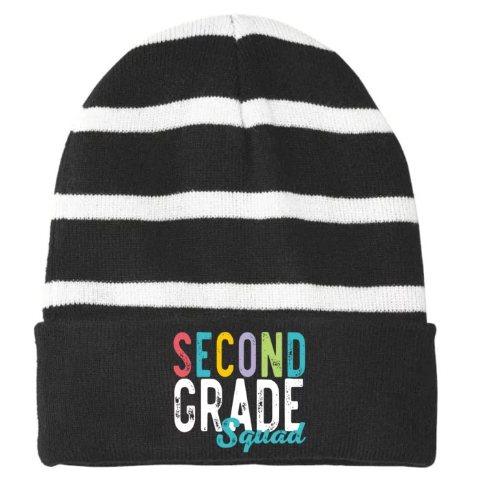 Second Grade Squad Striped Beanie with Solid Band