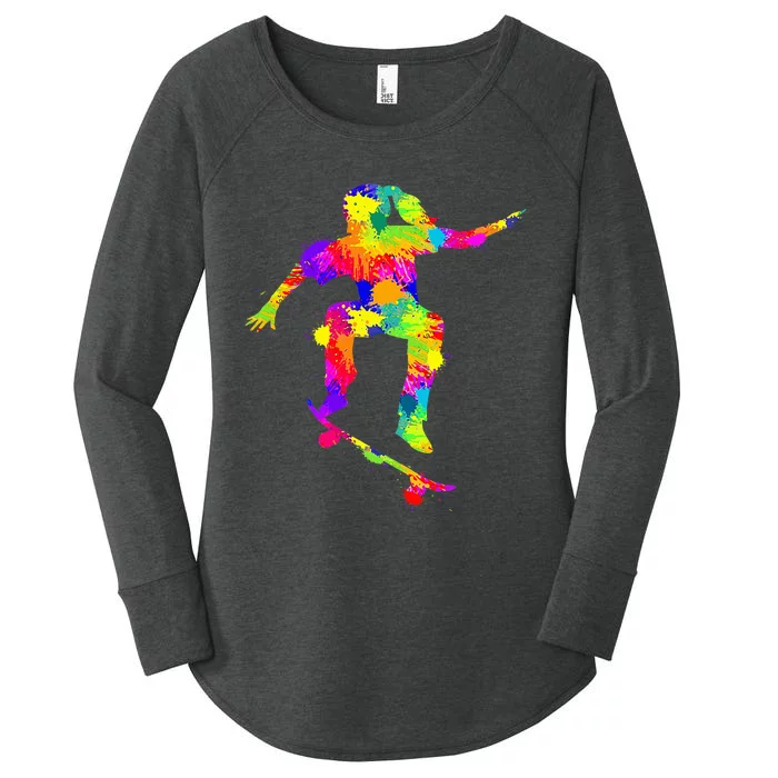 Skater Girl Skateboarder Girl Skateboarding Women's Perfect Tri Tunic Long Sleeve Shirt