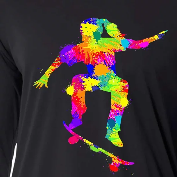 Skater Girl Skateboarder Girl Skateboarding Cooling Performance Long Sleeve Crew