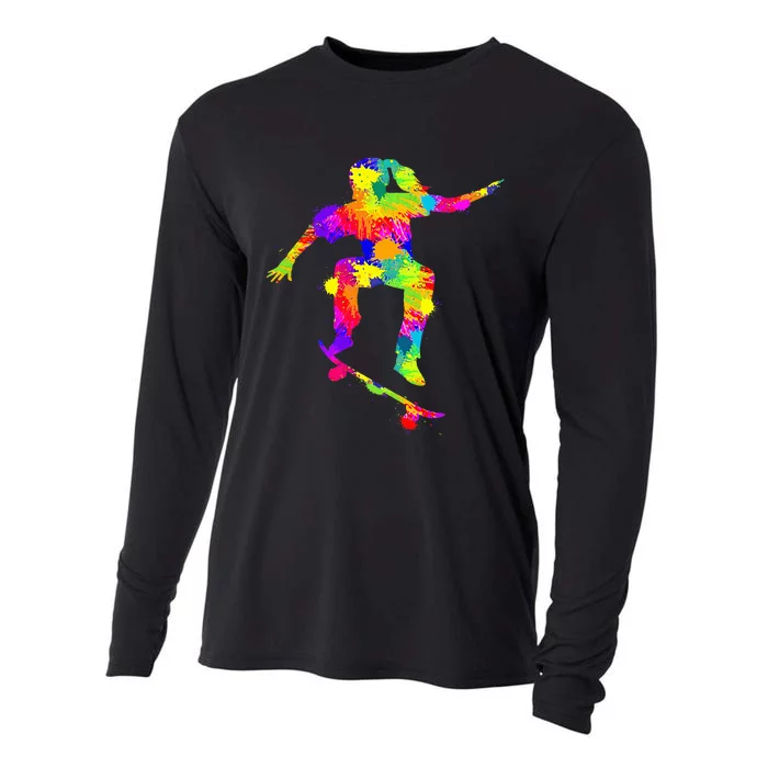 Skater Girl Skateboarder Girl Skateboarding Cooling Performance Long Sleeve Crew