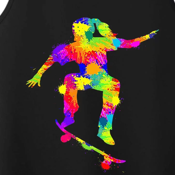 Skater Girl Skateboarder Girl Skateboarding Performance Tank