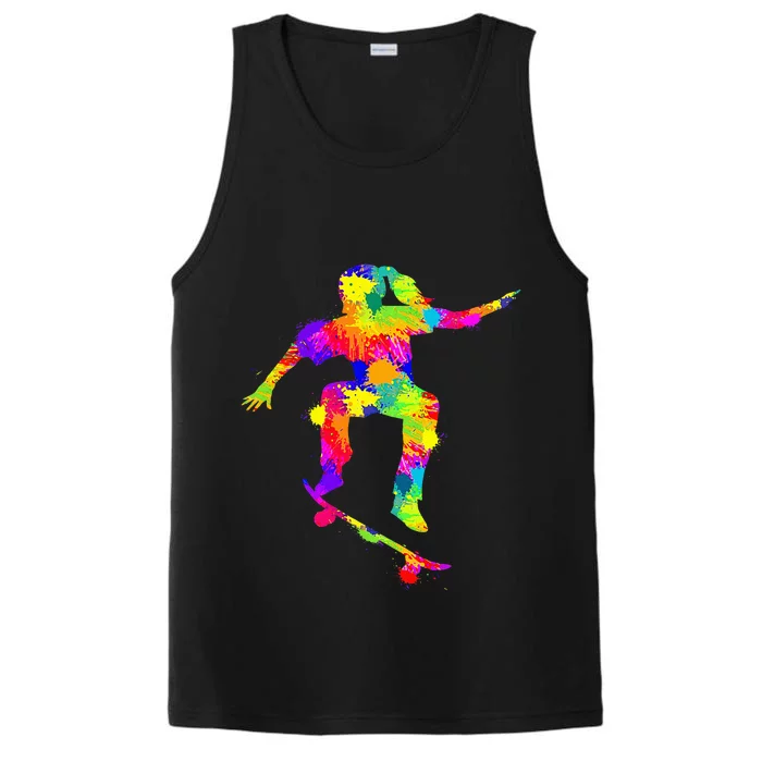 Skater Girl Skateboarder Girl Skateboarding Performance Tank