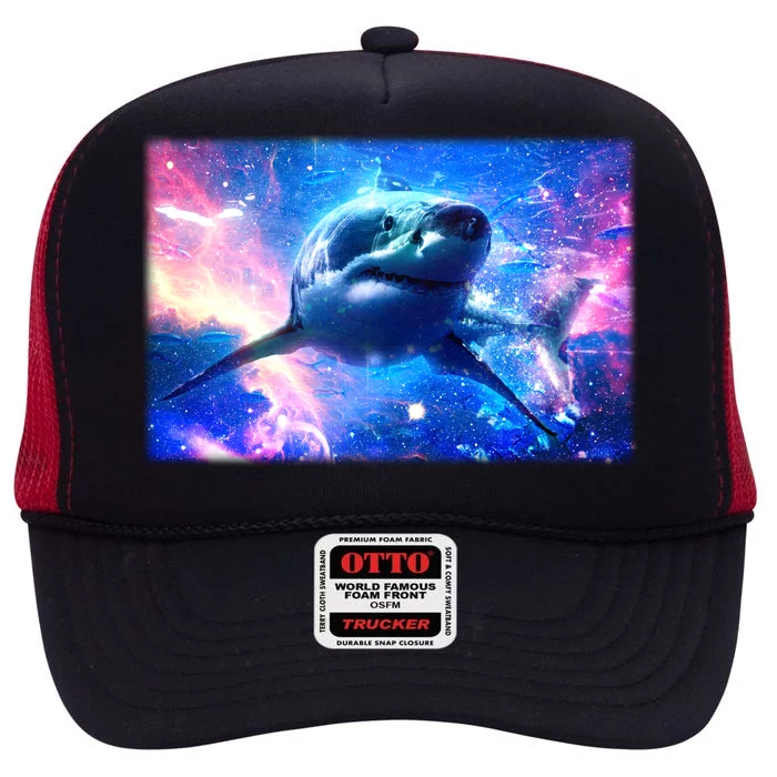 Space Galaxy Shark In Sea Ocean Of Stars High Crown Mesh Trucker Hat