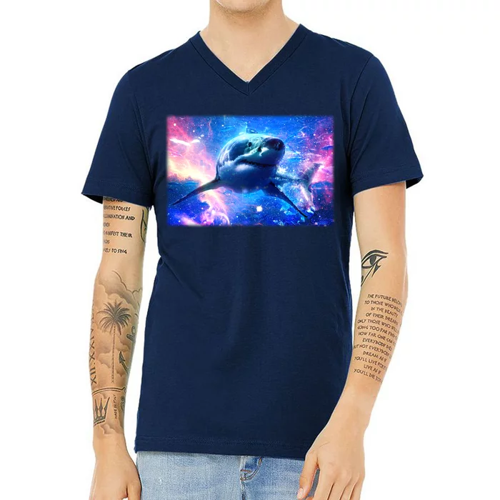 Space Galaxy Shark In Sea Ocean Of Stars V-Neck T-Shirt