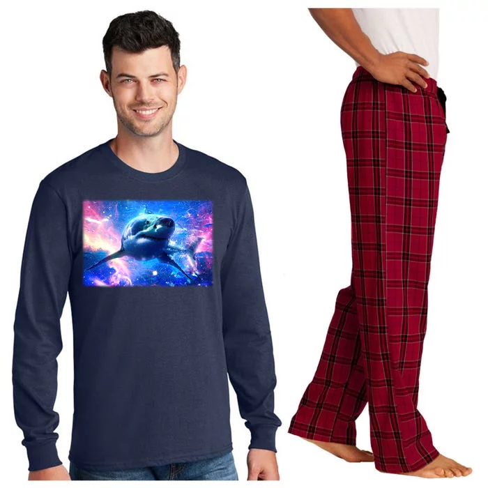 Space Galaxy Shark In Sea Ocean Of Stars Long Sleeve Pajama Set