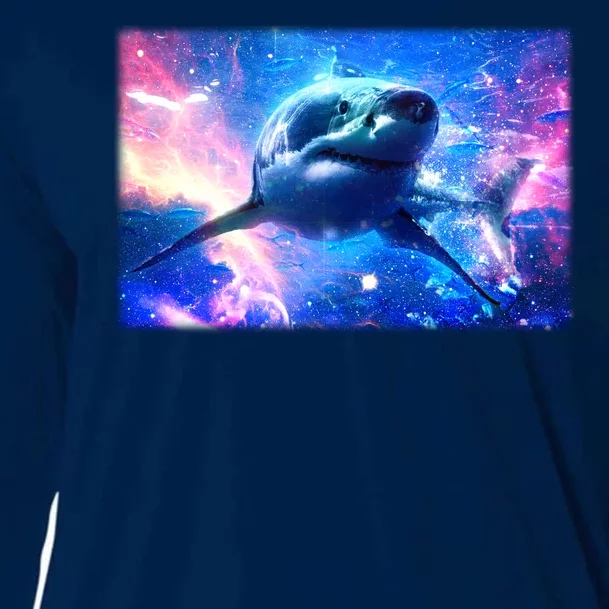 Space Galaxy Shark In Sea Ocean Of Stars Cooling Performance Long Sleeve Crew