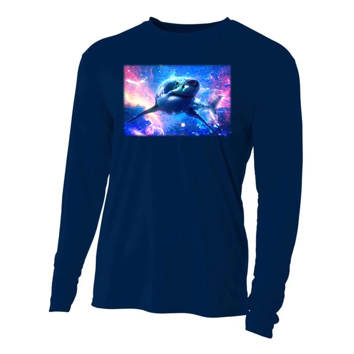 Space Galaxy Shark In Sea Ocean Of Stars Cooling Performance Long Sleeve Crew