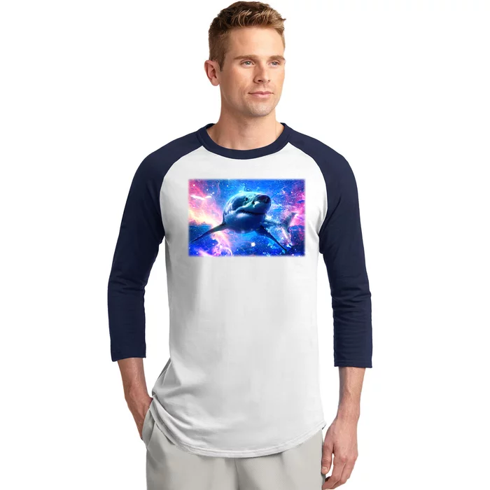 Space Galaxy Shark In Sea Ocean Of Stars Baseball Sleeve Shirt