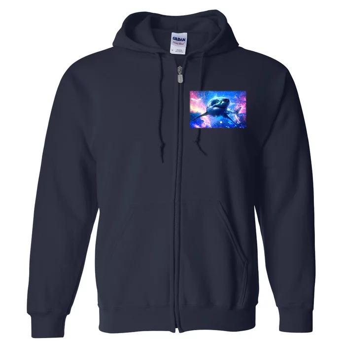 Space Galaxy Shark In Sea Ocean Of Stars Full Zip Hoodie