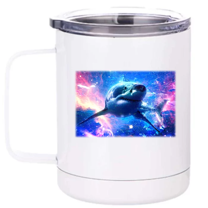 Space Galaxy Shark In Sea Ocean Of Stars Front & Back 12oz Stainless Steel Tumbler Cup