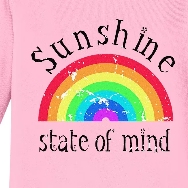 Sunshine Gift State Of Mind Rainbow Distressed Summer Baby Long Sleeve Bodysuit