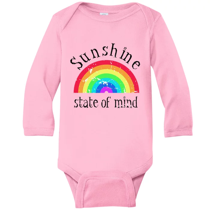 Sunshine Gift State Of Mind Rainbow Distressed Summer Baby Long Sleeve Bodysuit