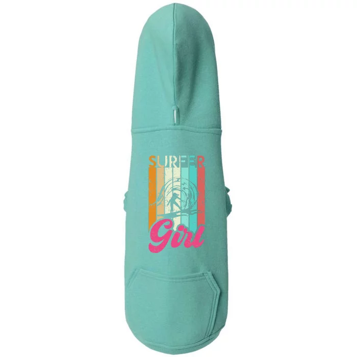 Surfer Girl Surfboard Women Surf Ocean Retro Surfing Doggie 3-End Fleece Hoodie