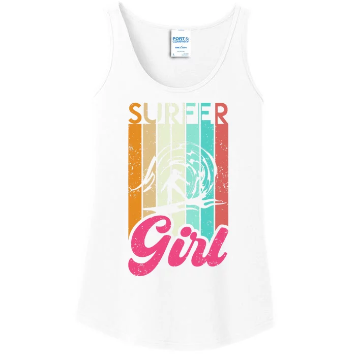 Surfer Girl Surfboard Women Surf Ocean Retro Surfing Ladies Essential Tank