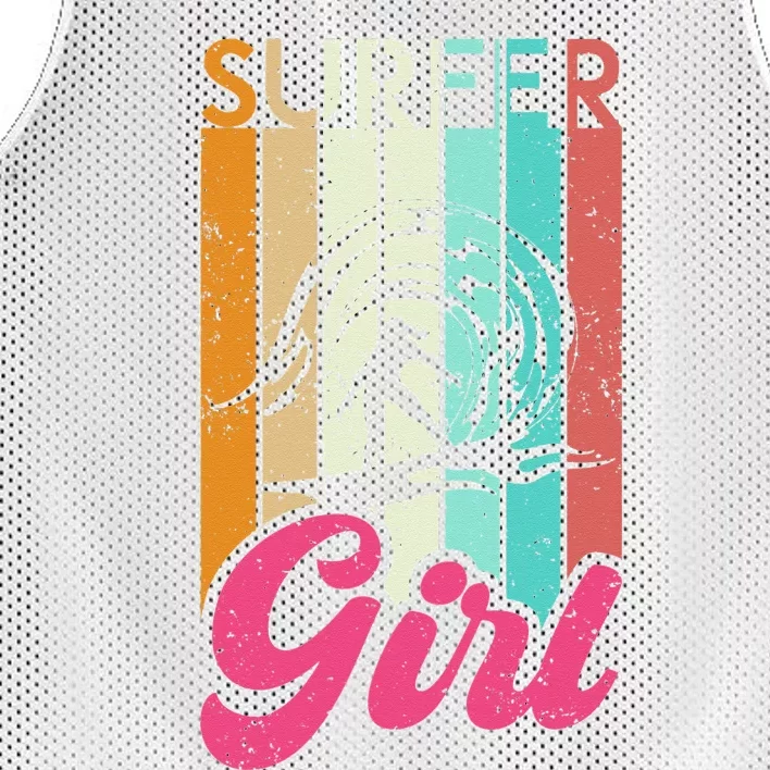 Surfer Girl Surfboard Women Surf Ocean Retro Surfing Mesh Reversible Basketball Jersey Tank