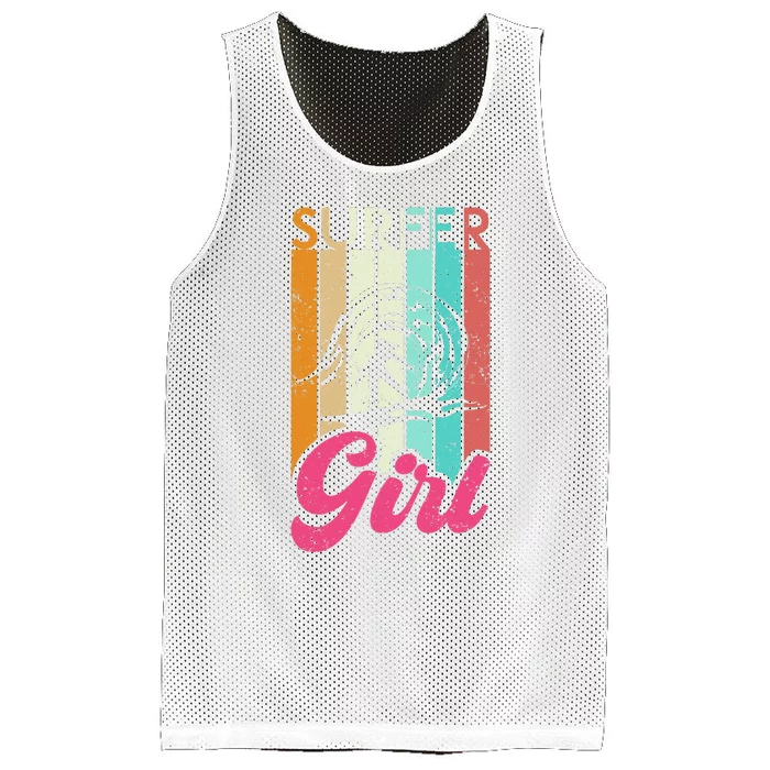 Surfer Girl Surfboard Women Surf Ocean Retro Surfing Mesh Reversible Basketball Jersey Tank