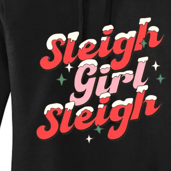 Sleigh Girl Sleigh Groovy Pink Christmas Xmas Holiday Wo Women's Pullover Hoodie