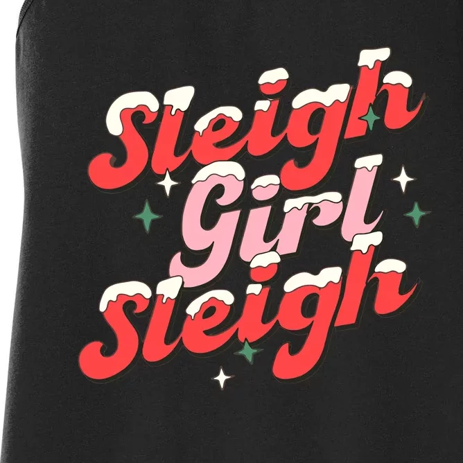 Sleigh Girl Sleigh Groovy Pink Christmas Xmas Holiday Wo Women's Racerback Tank