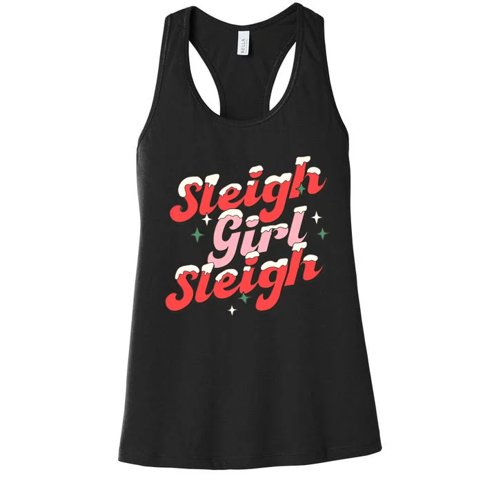 Sleigh Girl Sleigh Groovy Pink Christmas Xmas Holiday Wo Women's Racerback Tank