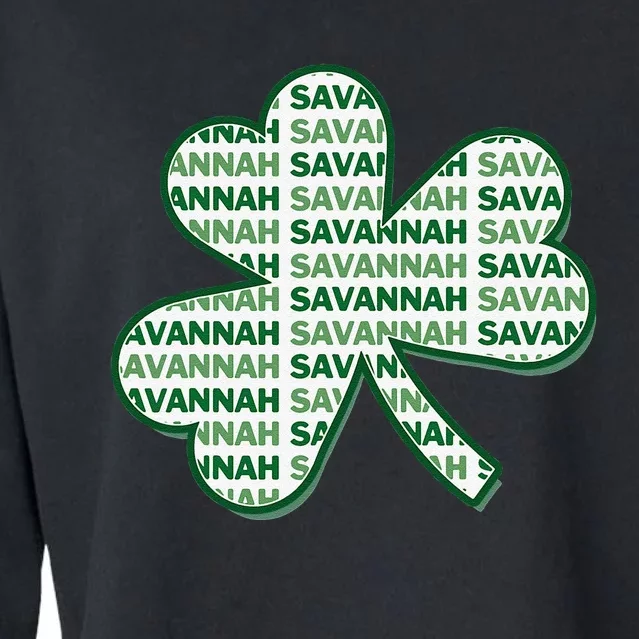 Savannah Georgia St Patrick's Day 4 Leaf Clover Cropped Pullover Crew