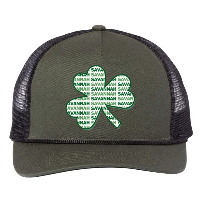 Savannah Georgia St Patrick's Day 4 Leaf Clover Retro Rope Trucker Hat Cap