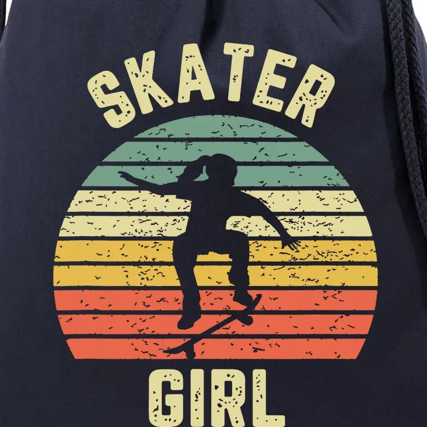 Skater Girl Skateboarder Girl Retro Skateboarding Gift Drawstring Bag