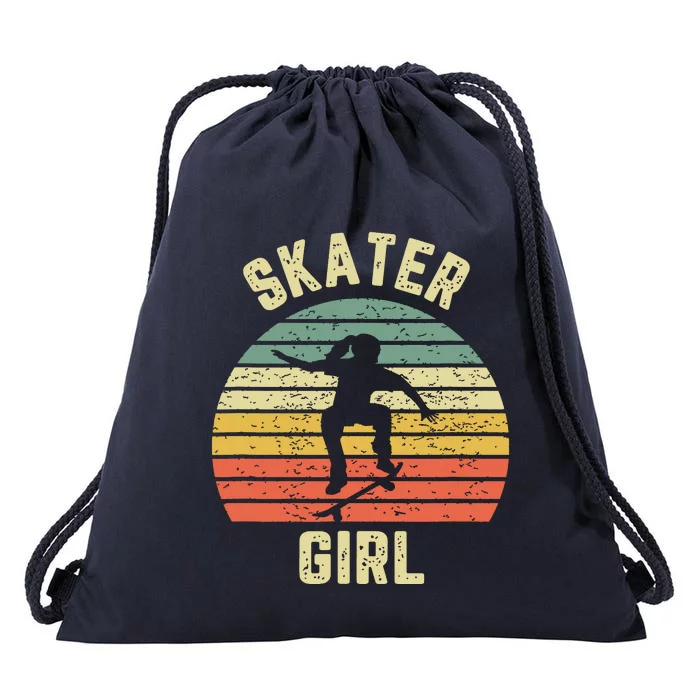 Skater Girl Skateboarder Girl Retro Skateboarding Gift Drawstring Bag