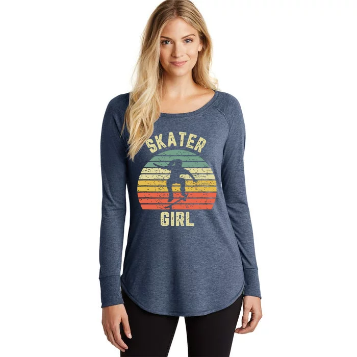 Skater Girl Skateboarder Girl Retro Skateboarding Gift Women's Perfect Tri Tunic Long Sleeve Shirt