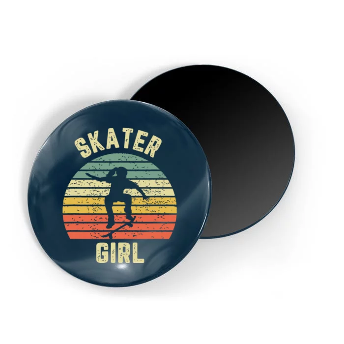 Skater Girl Skateboarder Girl Retro Skateboarding Gift Magnet