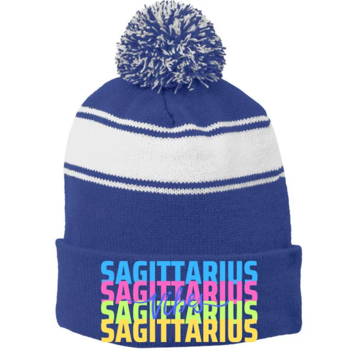 Sagittarius Gift Stripe Pom Pom Beanie