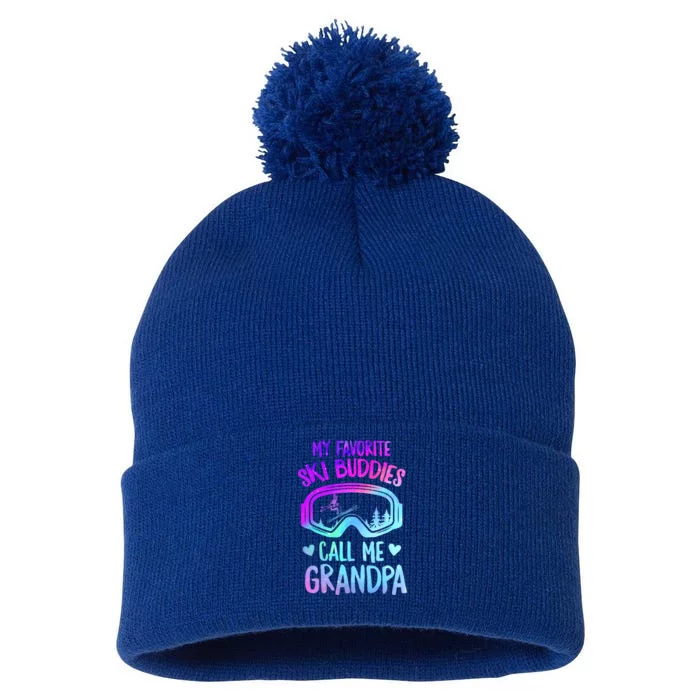 Ski Grandpa Skier Mountain Snow Skiing Grandpa Snowboarding Gift Pom Pom 12in Knit Beanie