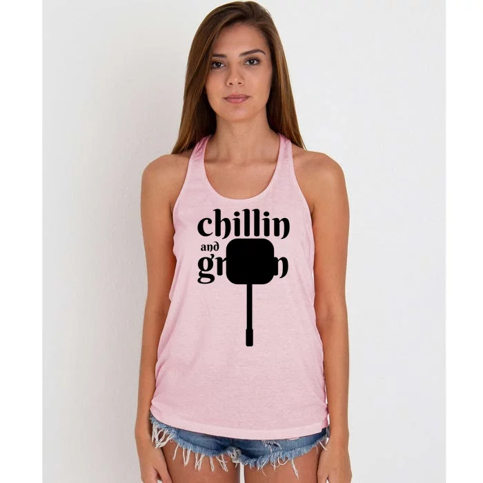 Summer Grilling Spatula Chillin And Grillin Gift Women's Knotted Racerback Tank