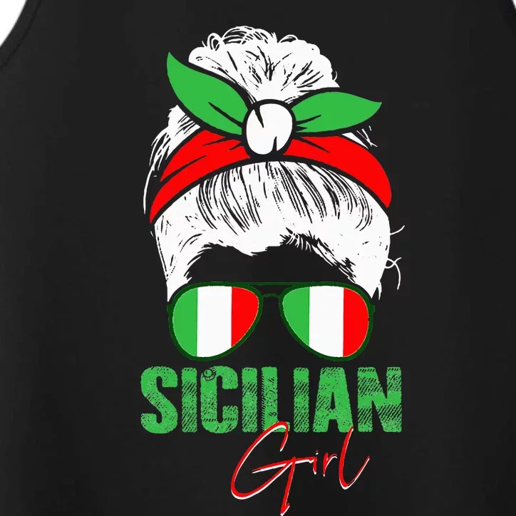 Sicilian Girl Sicily funny american flag Performance Tank